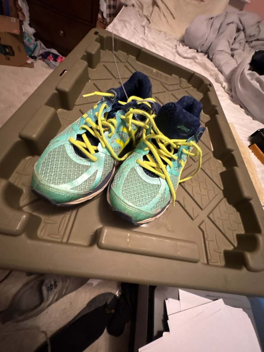 ASICS Gel-Cumulus 17 Size 8.5 Aqua Navy Yellow Running Shoes